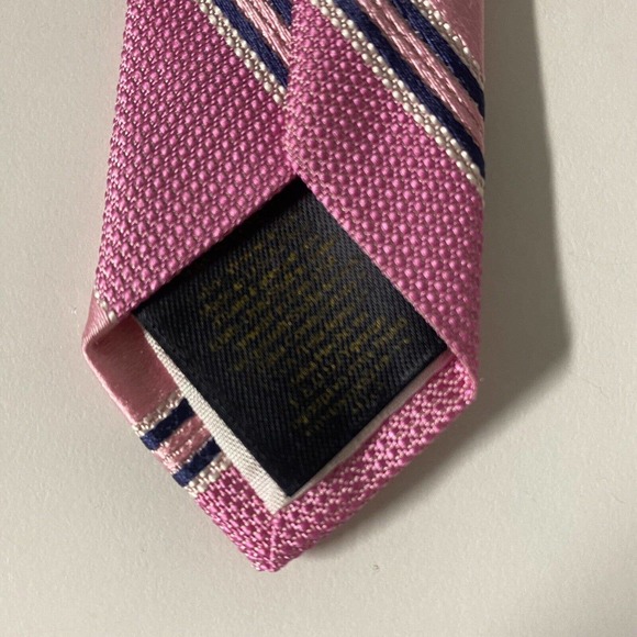 Brooks Brothers Makers and Merchants Tie Striped Pink Navy White Silk 58… - Picture 3 of 8